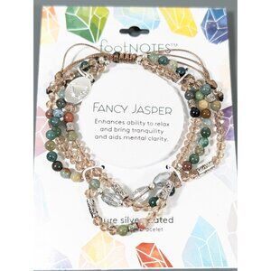 Footnotes Fancy Jasper Stone Adjustable Cord Bracelet Green NEW